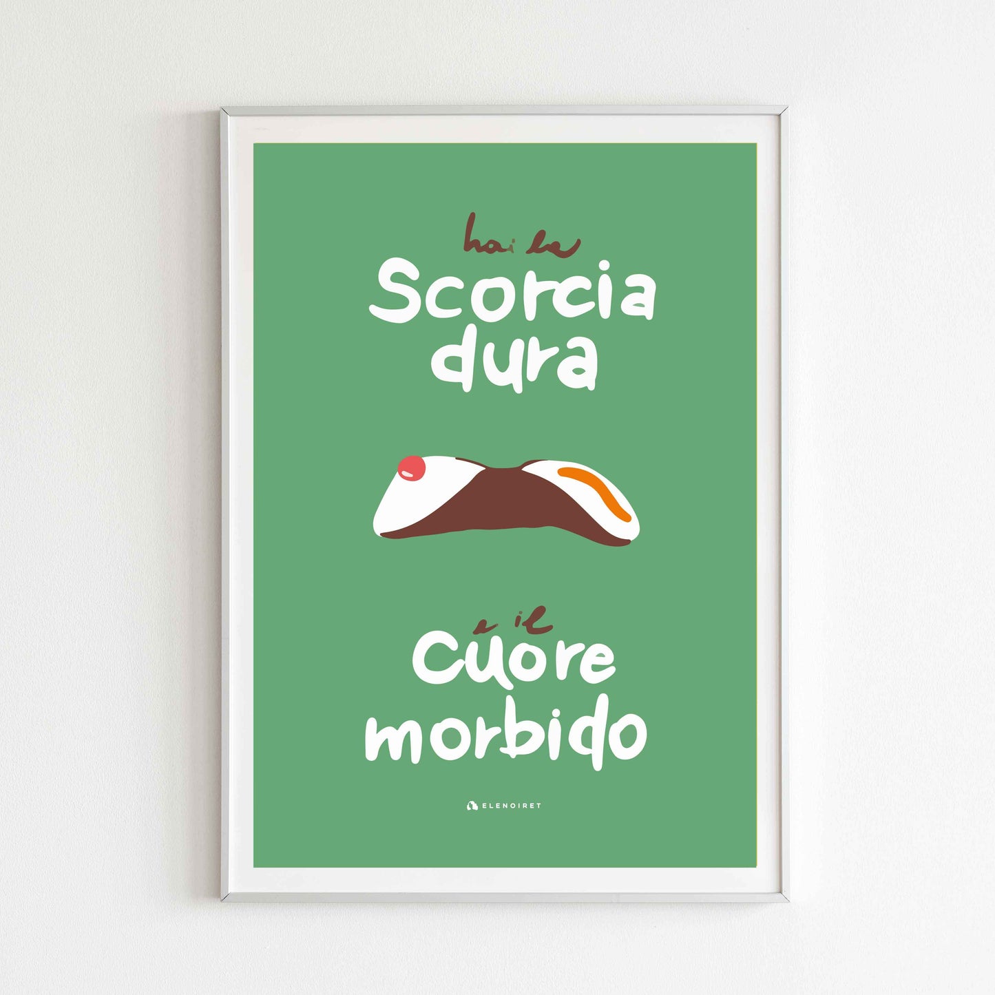 Box regalo ciondolo cannolo+ illustrazione incorniciata